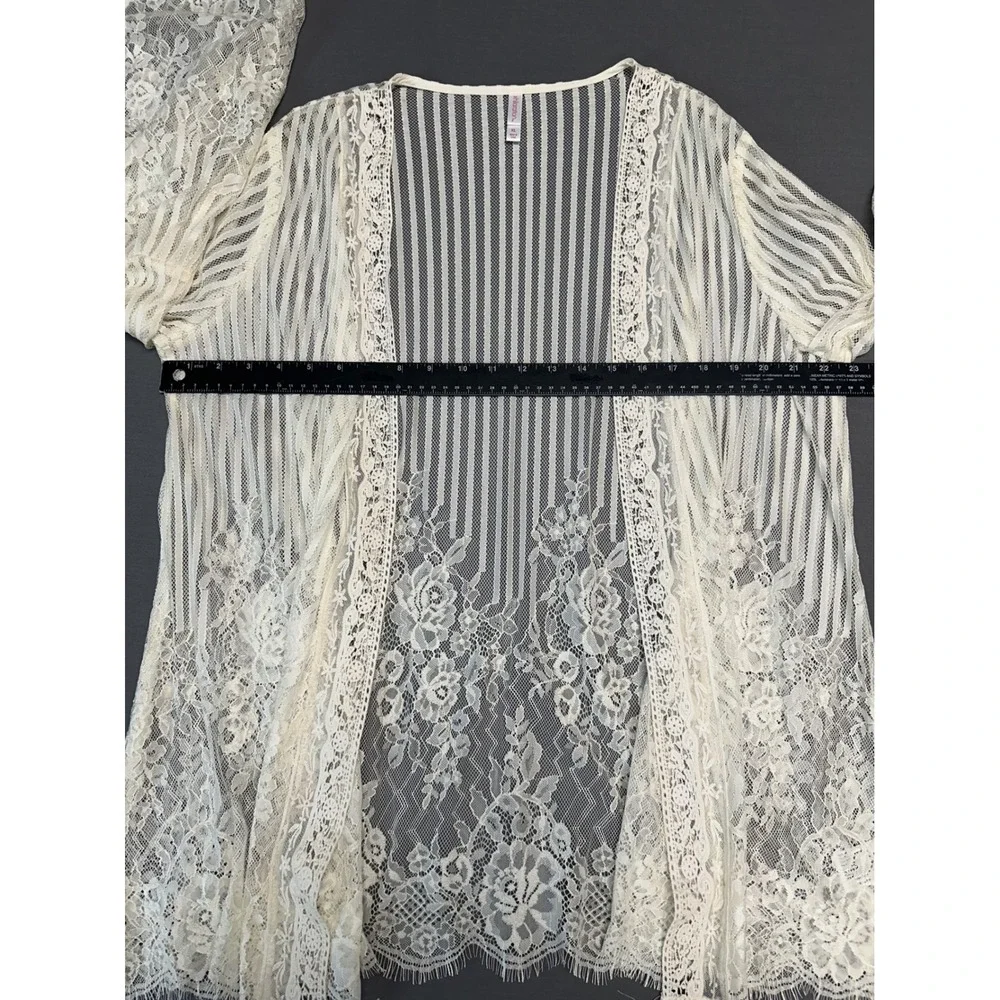 NWT* Ivory Lace Xhilaration Sheer Bell Sleeve Open Front Women's Cardigan XL - Picture 5 of 8